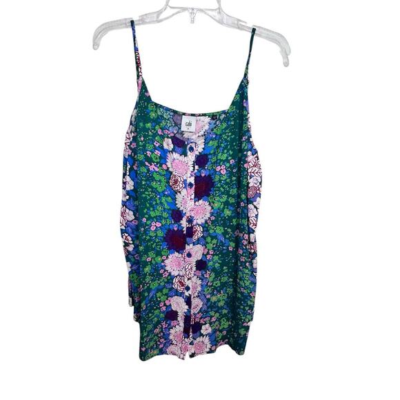 CAbi #5126 Women's Green Pink Isla Cami Flattering & Flirty Blouse Top Size M - Picture 2 of 6